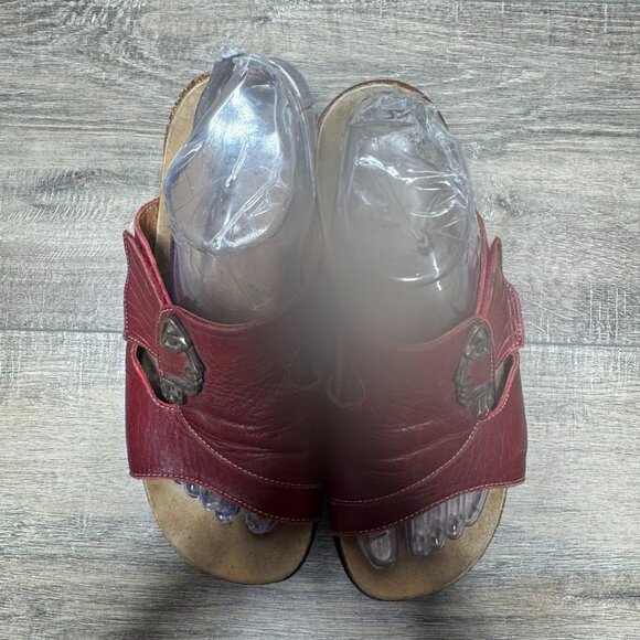 Think Mizzi Red Leather Slip On Sandals Women's Size EU 38 - Picture 2 of 6